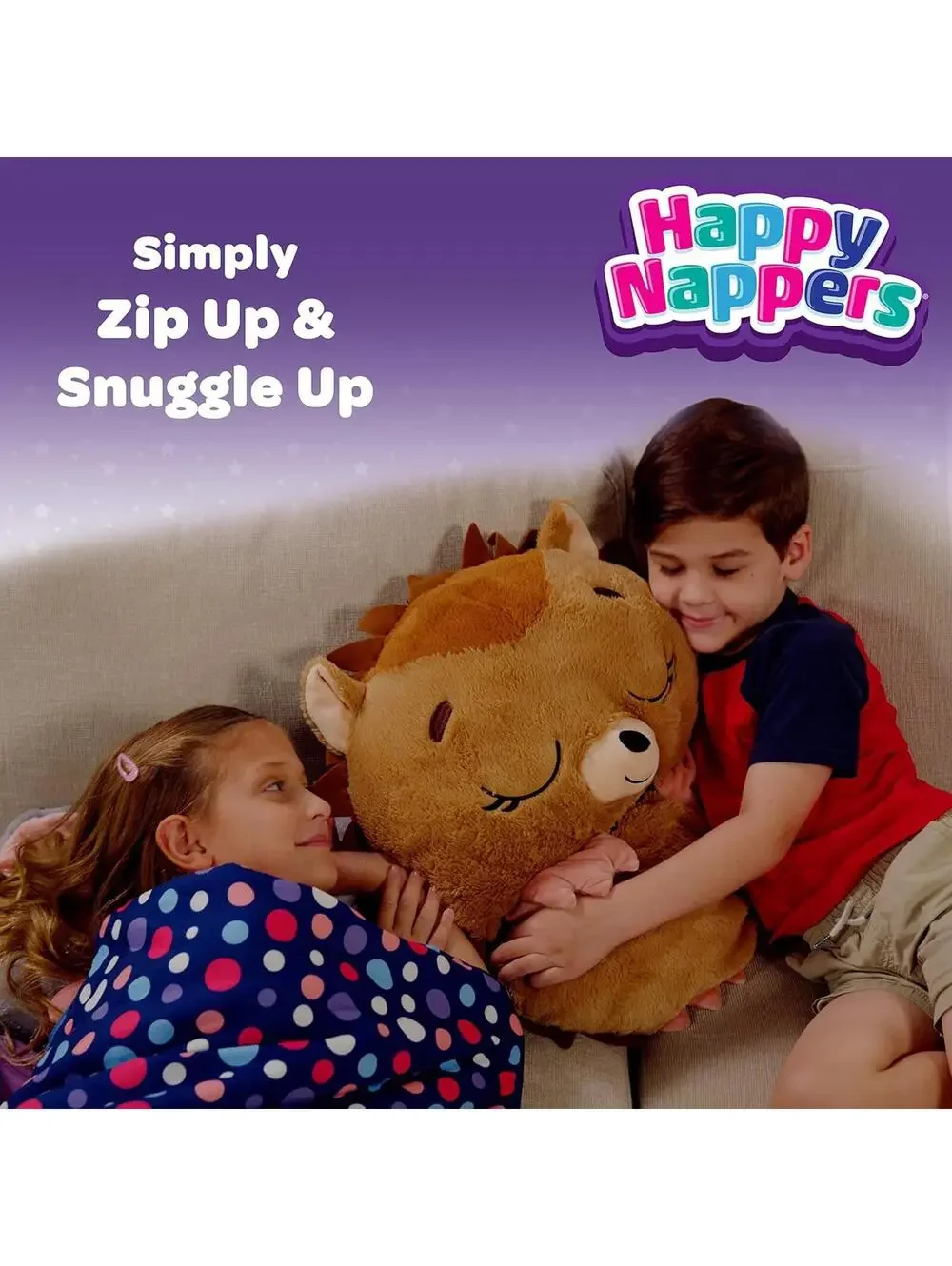 Happy Nappers Plush Pillow and Sleepy Sack Large Blue Triceratops - Picture 4 of 5